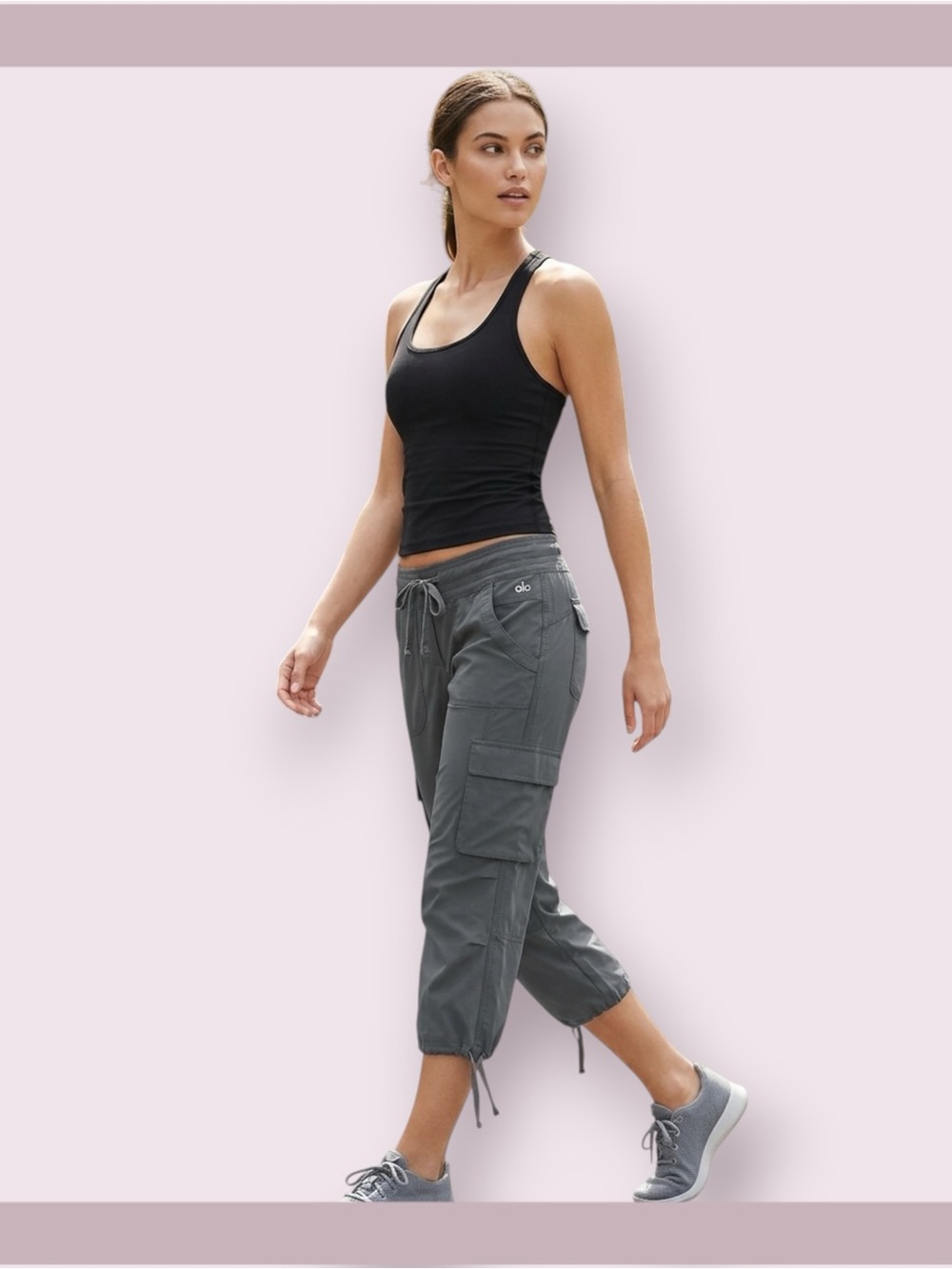Alo Yoga Coolfit Gray Cargo Capri Pants